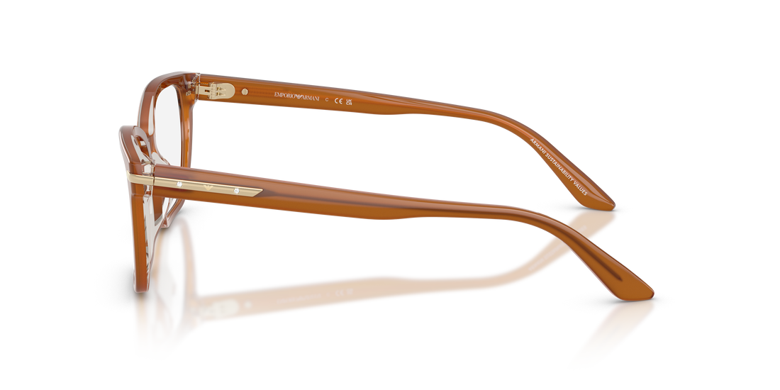 Óculos graduados emporio armani ea3282bu 6376 marron cat eye femenino tamanho 52mm - Vista de detalhe