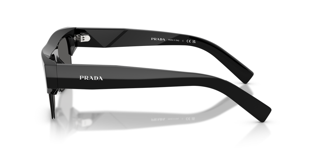 Óculos de sol prada pr d12su 16k20z negro rectangular masculino tamanho 55mm - Vista de detalhe