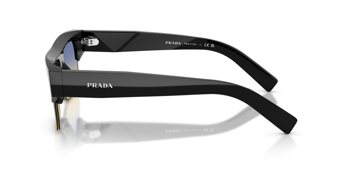 Óculos de sol prada pr d12su 16k50e negro rectangular masculino tamanho 55mm - Vista de detalhe