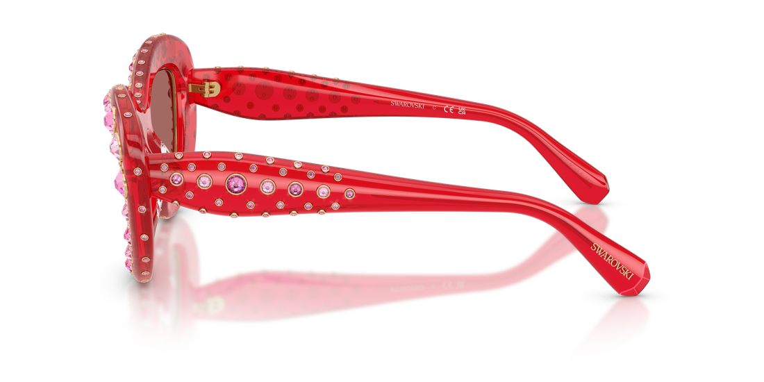Lunettes de soleil swarovski sk6060 110369 rojo cat eye femenino taille 49mm - Vue détaillée