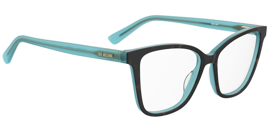 Lunettes de vue moschino love mol697 ipr havana rectangular femenino taille 54mm - Vue détaillée