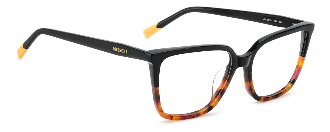 Brillen missoni mis 0302/g xs4 negro rectangular femenino größe 55mm - Detailansicht