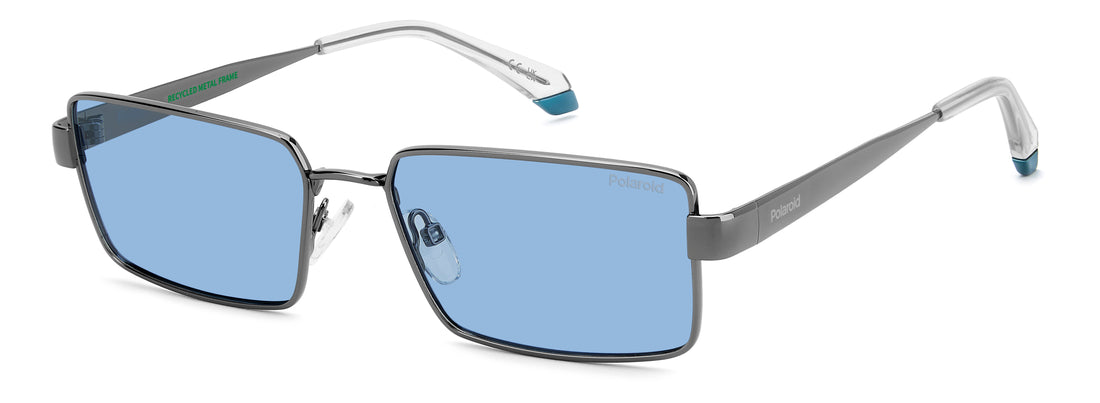 Óculos de sol polaroid pld 6255/s/x kj1 c3 plateado rectangular masculino tamanho 56mm - Vista principal