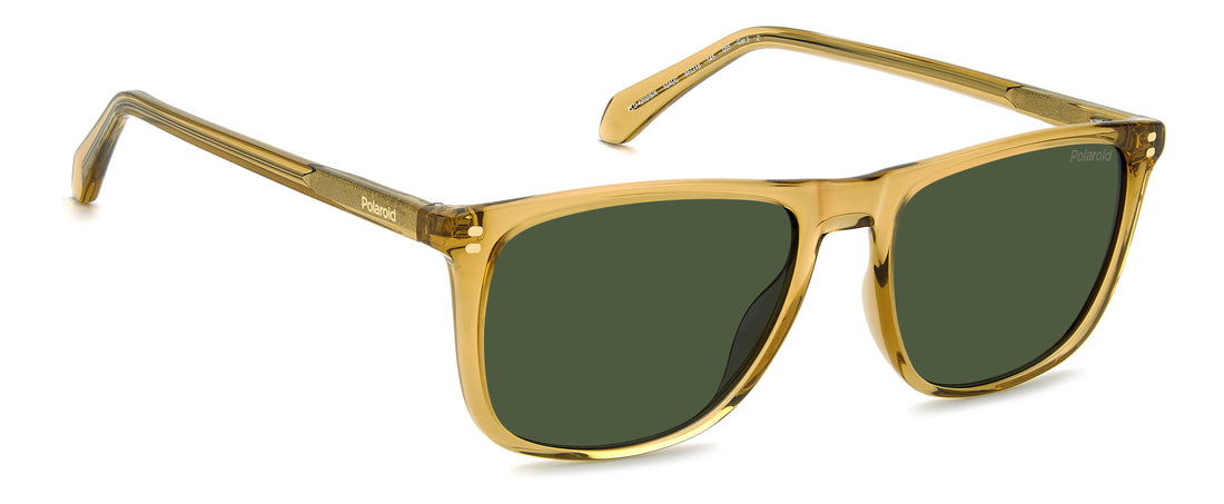 Óculos de sol polaroid pld 4202/s/x 10a uc beige rectangular masculino tamanho 55mm - Vista de detalhe