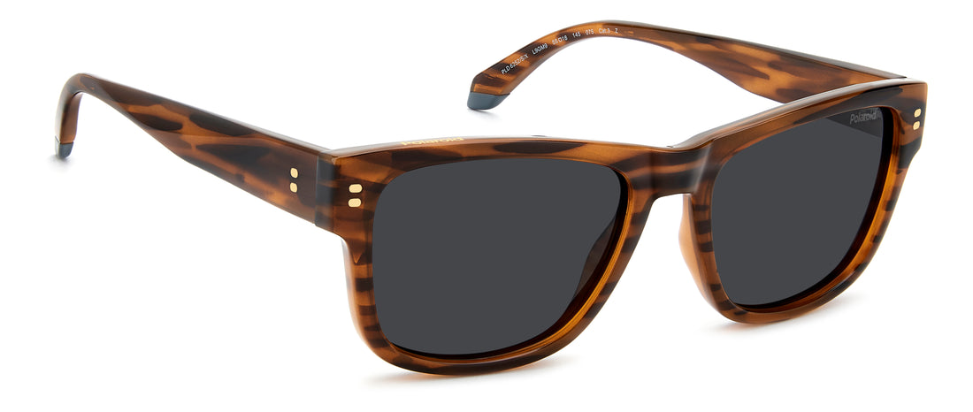 Occhiali da sole polaroid pld 6252/s/x l9g m9 havana square masculino taglia 55mm - Vista dettagliata
