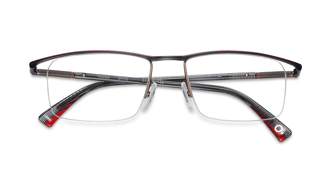 Óculos graduados etnia barcelona tesla bkrd masculino tamanho 55mm - Vista de detalhe