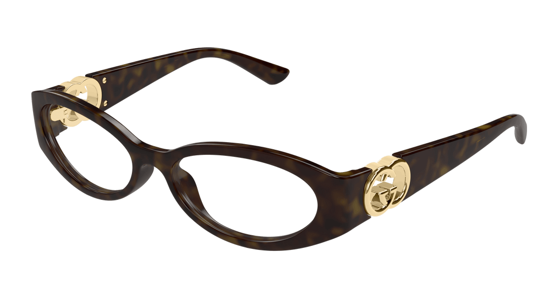 Glasögon gucci gg1693o 002 havana round/oval/panthos femenino storlek 52mm - Huvudvy