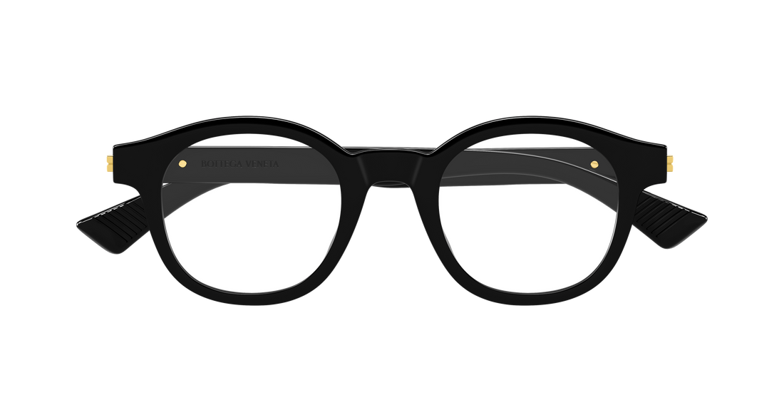 Óculos graduados bottega veneta bv1413o 001 negro round/oval/panthos masculino tamanho 46mm - Vista de detalhe
