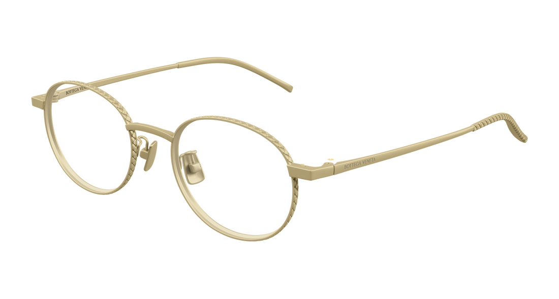 Prescription glasses bottega veneta bv1426oa 001 bronce round/oval/panthos unisex size 50mm - Main view