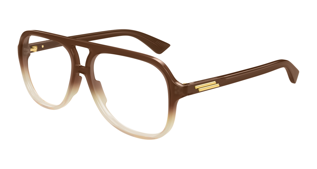 Óculos graduados bottega veneta bv1417o 004 marron pilot/navigator unisex tamanho 56mm - Vista principal
