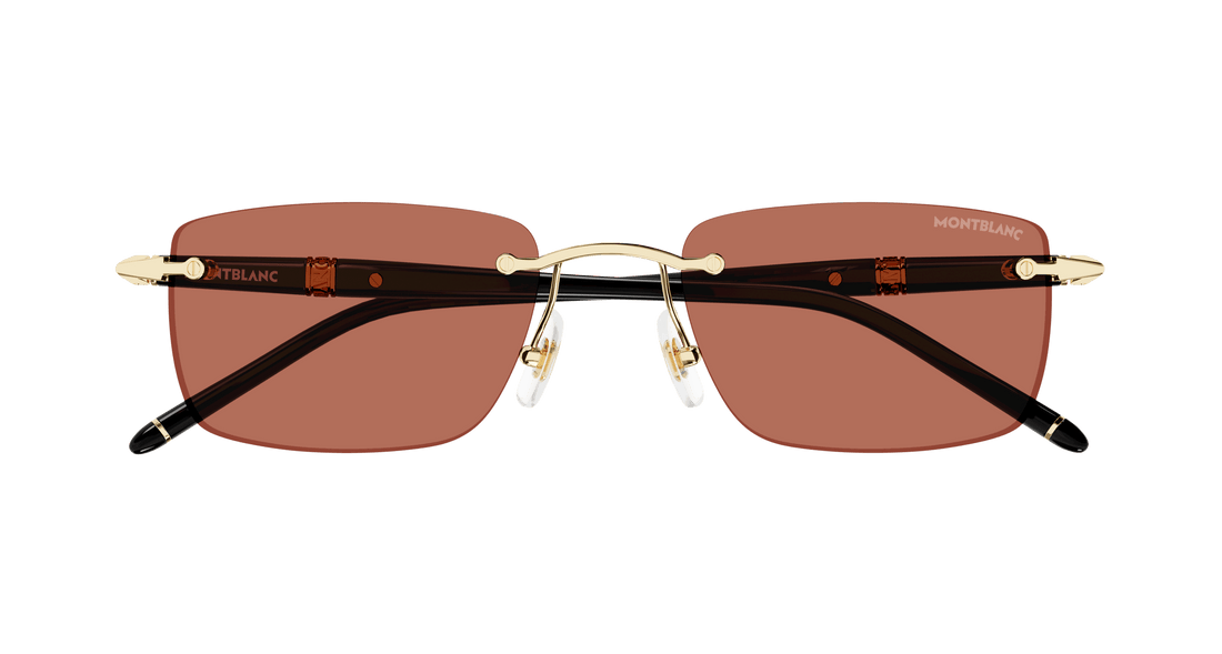 Gafas de sol montblanc mb0344s 007 dorado square masculino talla 54mm - Vista de detalle
