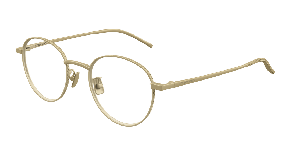 Prescription glasses bottega veneta bv1424oa 001 bronce round/oval/panthos unisex size 50mm - Main view