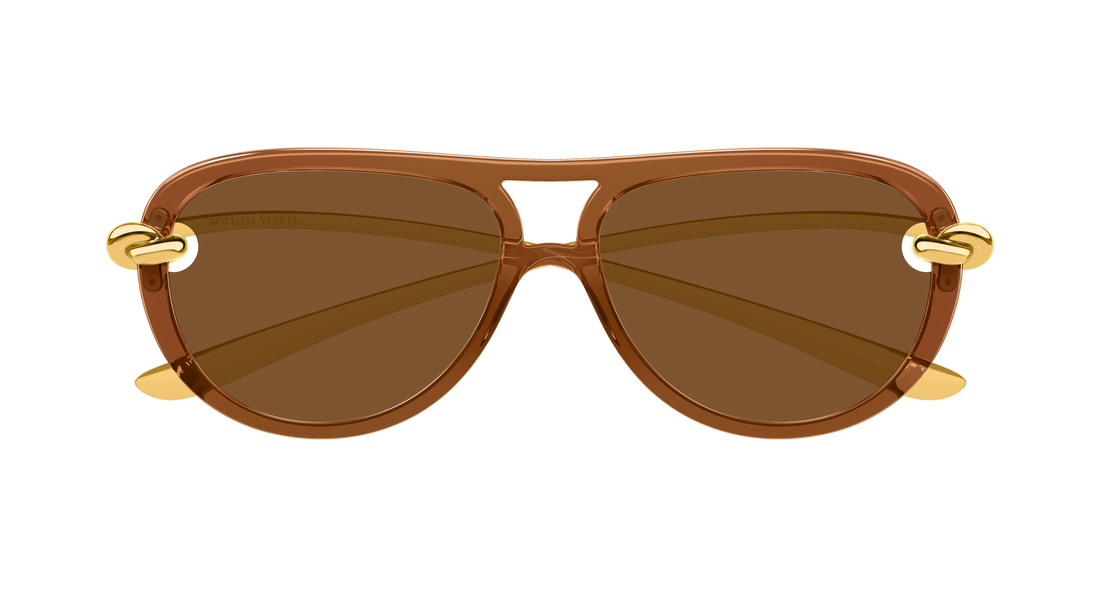 Óculos de sol bottega veneta bv1418s 004 marron pilot/navigator femenino tamanho 58mm - Vista de detalhe