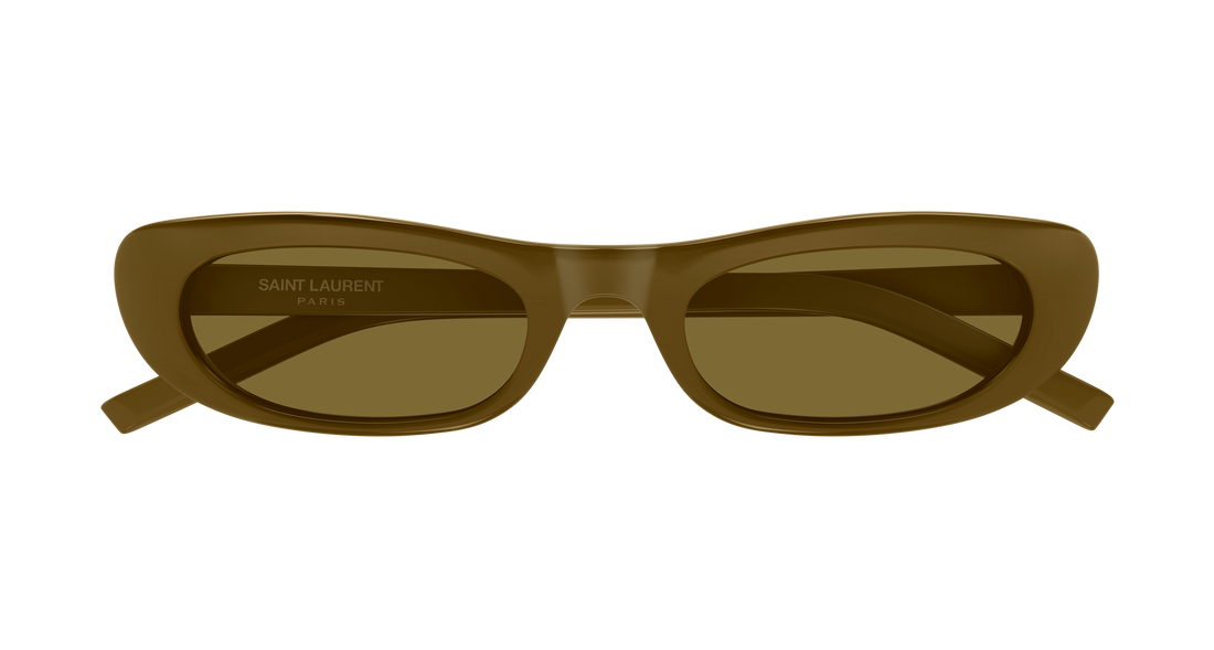 Óculos de sol saint laurent sl 557 shade 006 marron round/oval/panthos femenino tamanho 53mm - Vista de detalhe
