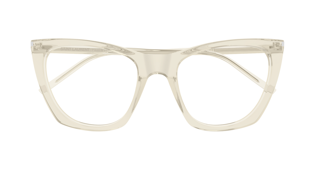 Óculos graduados saint laurent sl 214 kate thin opt 007 amarillo cat eye femenino tamanho 55mm - Vista de detalhe