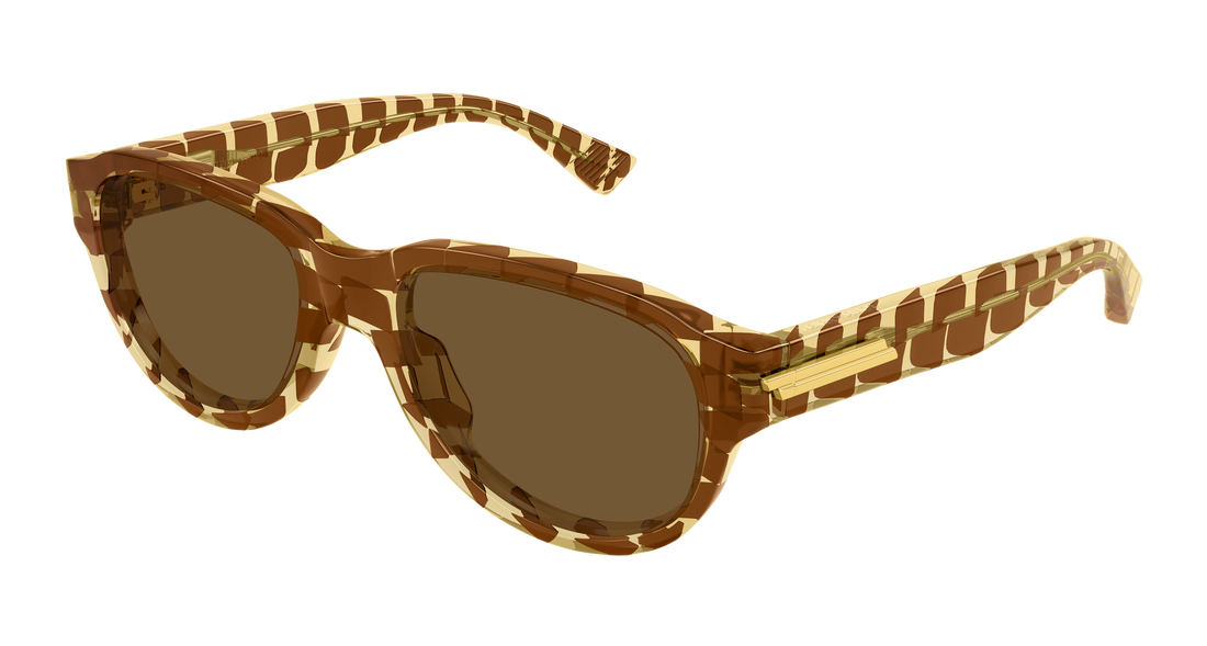 Sunglasses bottega veneta bv1410s 004 marron round/oval/panthos masculino size 55mm - Main view