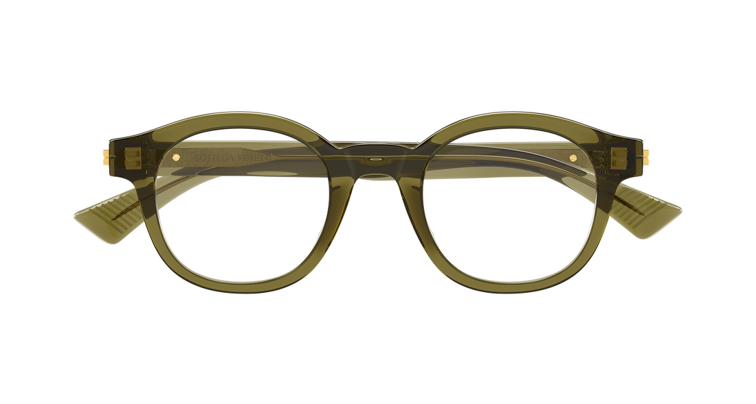 Óculos graduados bottega veneta bv1413o 004 verde round/oval/panthos masculino tamanho 46mm - Vista de detalhe