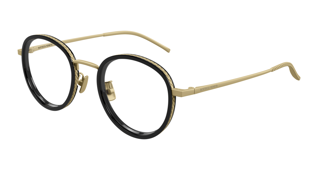 Prescription glasses bottega veneta bv1428oa 001 bronce round/oval/panthos unisex size 50mm - Main view