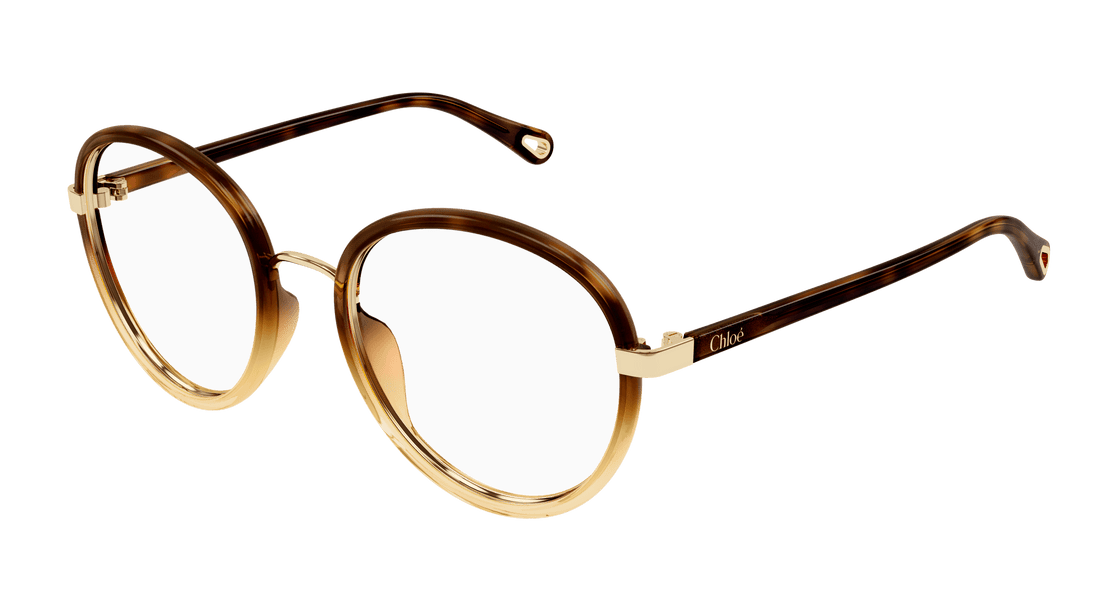 Prescription glasses chloé ch0308o 002 havana round femenino size 53mm - Main view