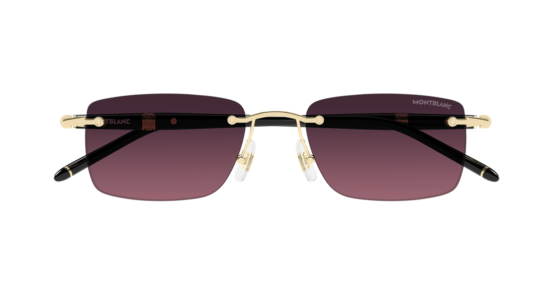 Lunettes de soleil montblanc mb0344s 009 dorado rectangular / squared masculino taille 54mm - Vue détaillée