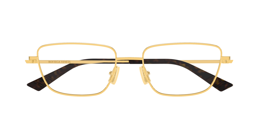 Óculos graduados bottega veneta bv1385o 001 dorado cat eye femenino tamanho 54mm - Vista de detalhe