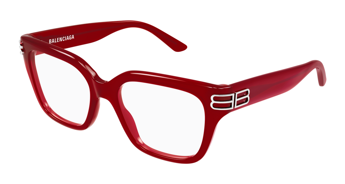 Prescription glasses balenciaga bb0437o 010 rojo rectangular / squared femenino size 54mm - Main view