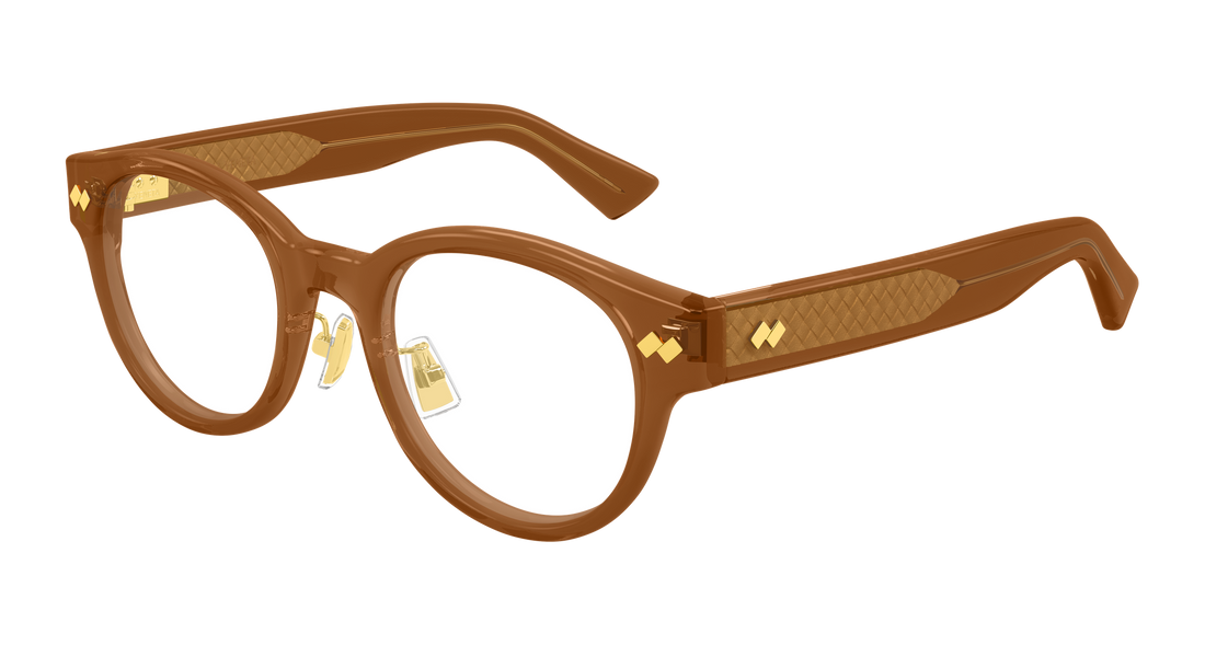 Prescription glasses bottega veneta bv1405oa 003 marron round/oval/panthos masculino size 50mm - Main view