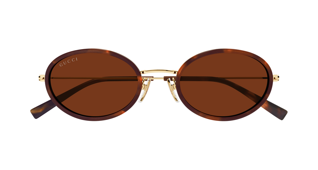 Occhiali da sole gucci gg1980s 002 havana round/oval/panthos femenino taglia 52mm - Vista dettagliata