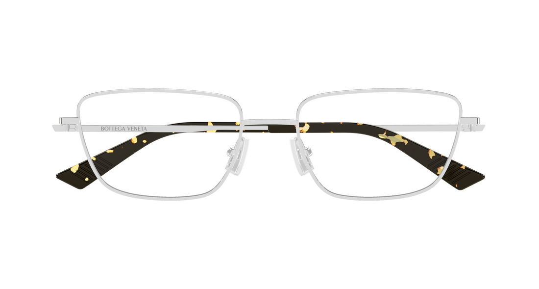 Óculos graduados bottega veneta bv1385o 002 plateado cat eye femenino tamanho 54mm - Vista de detalhe