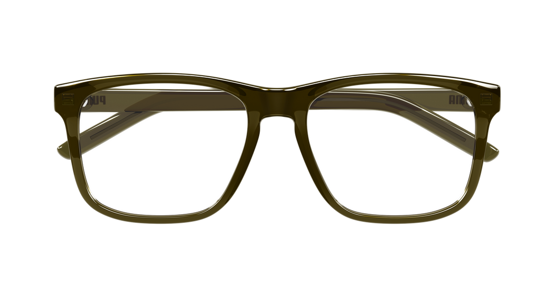 Brillen puma pu0517o 004 verde rectangular / squared masculino maat 55mm - Detailaanzicht