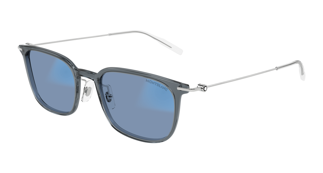 Lunettes de soleil montblanc mb0100s 001 gris rectangular / squared masculino taille 52mm - Vue détaillée