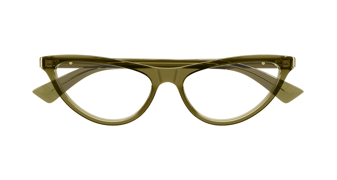 Óculos graduados bottega veneta bv1416o 003 verde cat eye femenino tamanho 55mm - Vista de detalhe