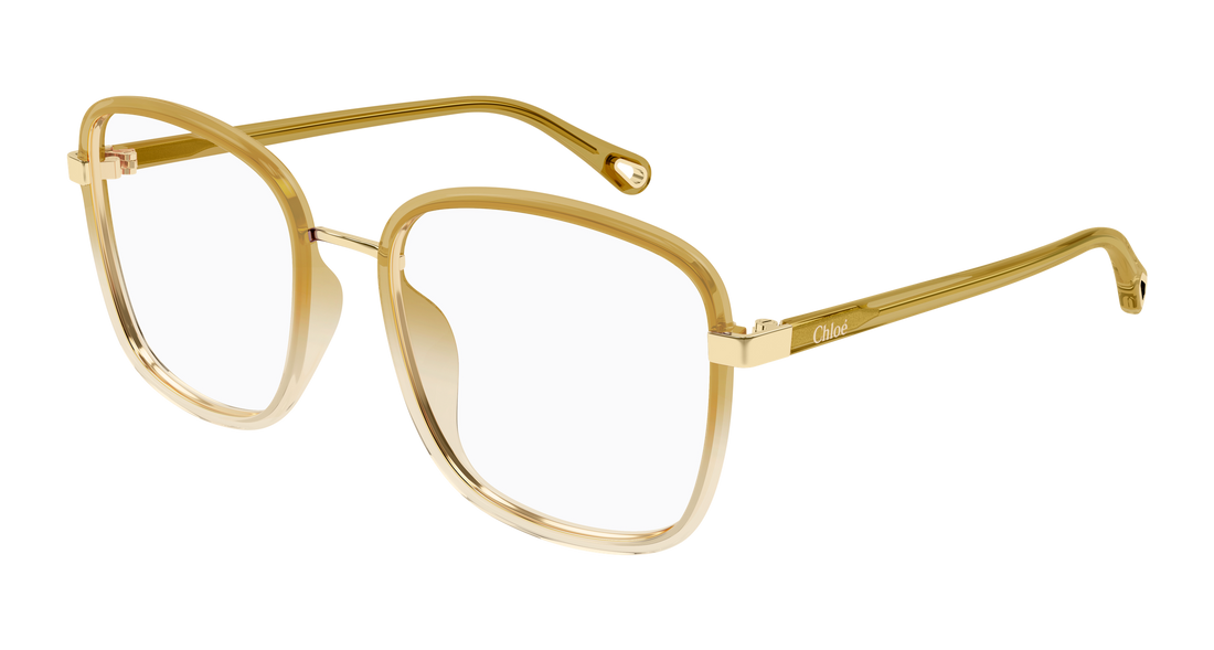 Prescription glasses chloé ch0034o 022 beige rectangular / squared femenino size 50mm - Main view