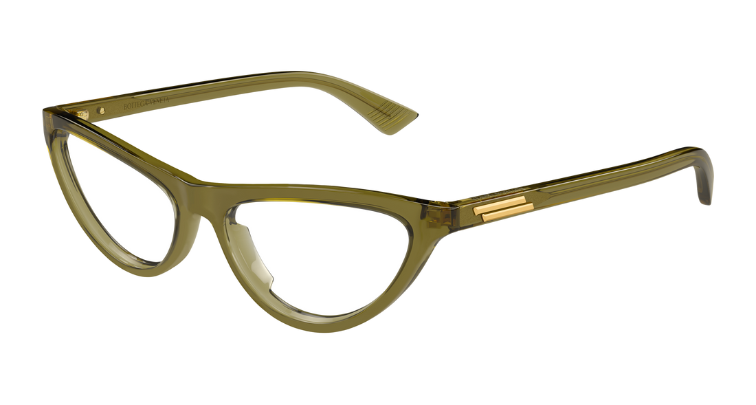 Óculos graduados bottega veneta bv1416o 003 verde cat eye femenino tamanho 55mm - Vista principal