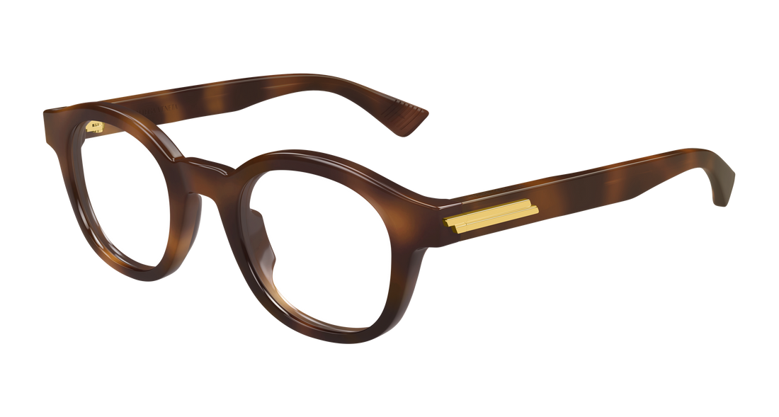 Prescription glasses bottega veneta bv1413o 005 havana round/oval/panthos masculino size 46mm - Main view