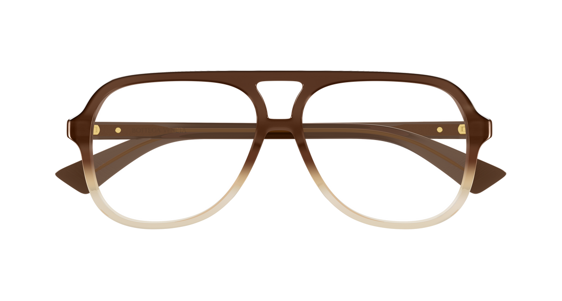 Óculos graduados bottega veneta bv1417o 004 marron pilot/navigator unisex tamanho 56mm - Vista de detalhe
