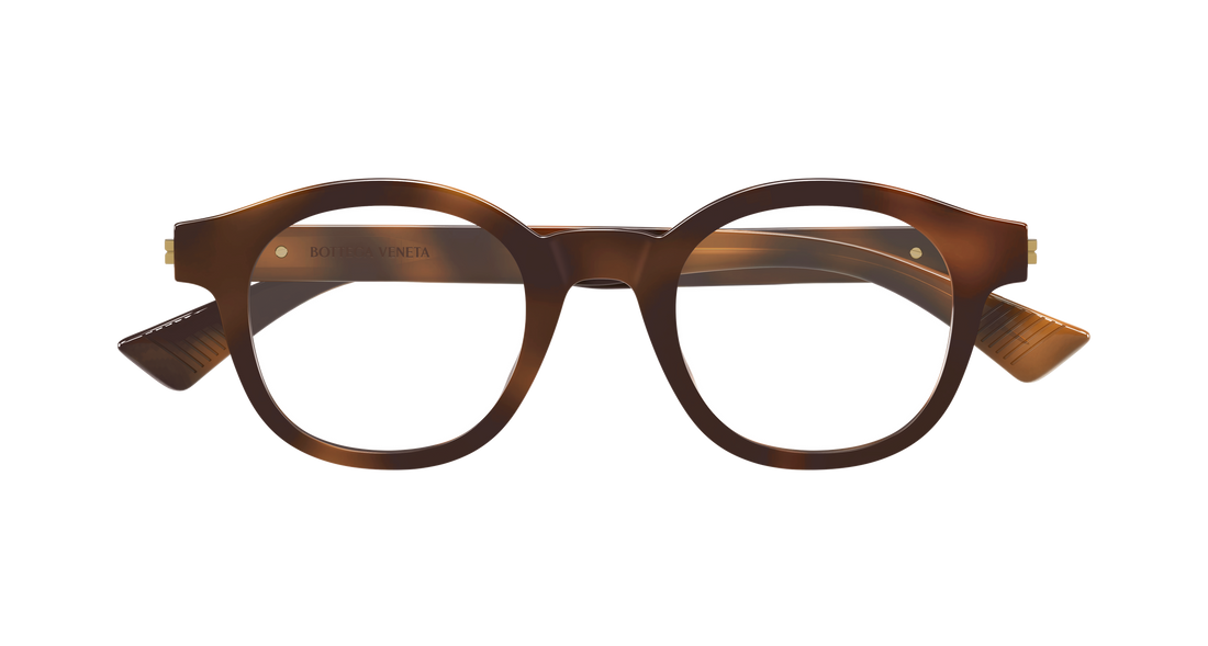 Prescription glasses bottega veneta bv1413o 005 havana round/oval/panthos masculino size 46mm - Detailed view