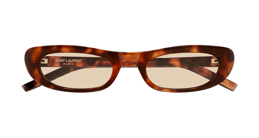 Óculos de sol saint laurent sl 557 shade 008 havana round/oval/panthos femenino tamanho 53mm - Vista de detalhe