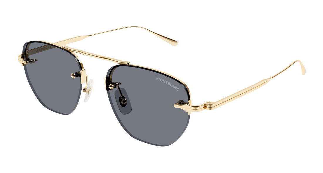 Óculos de sol montblanc mb0404s 001 dorado round masculino tamanho 52mm - Vista principal