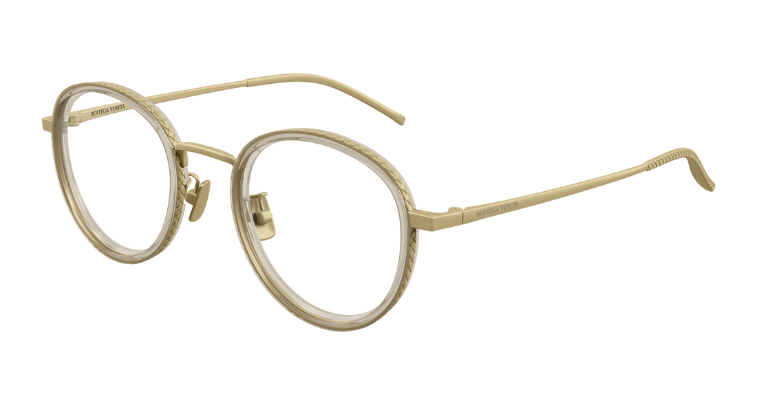 Prescription glasses bottega veneta bv1428oa 003 bronce round/oval/panthos unisex size 50mm - Main view
