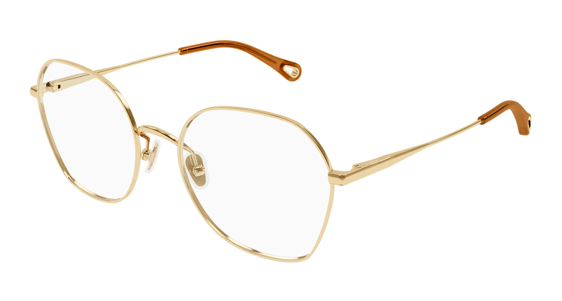Prescription glasses chloé ch0320o 001 dorado square femenino size 55mm - Main view