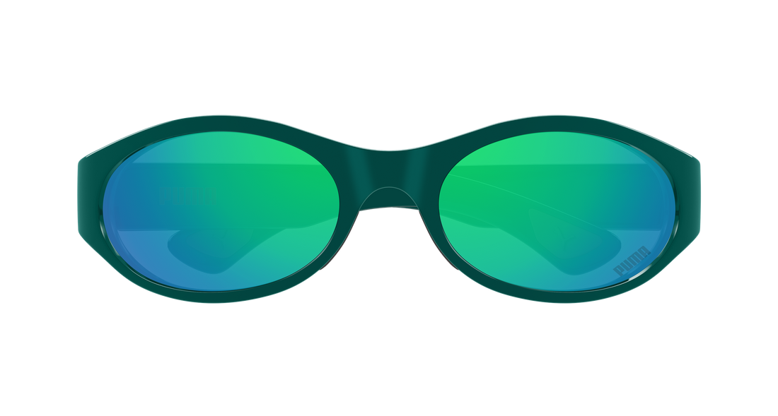 Occhiali da sole puma pu0520s 003 verde round/oval/panthos masculino taglia 61mm - Vista dettagliata