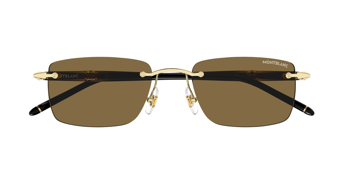 Lunettes de soleil montblanc mb0344s 013 dorado rectangular / squared masculino taille 54mm - Vue détaillée
