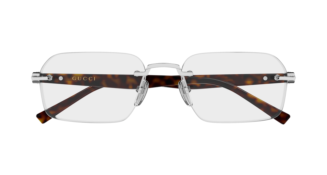 Lunettes de vue gucci gg2260o 003 plateado rectangular / squared masculino taille 55mm - Vue détaillée