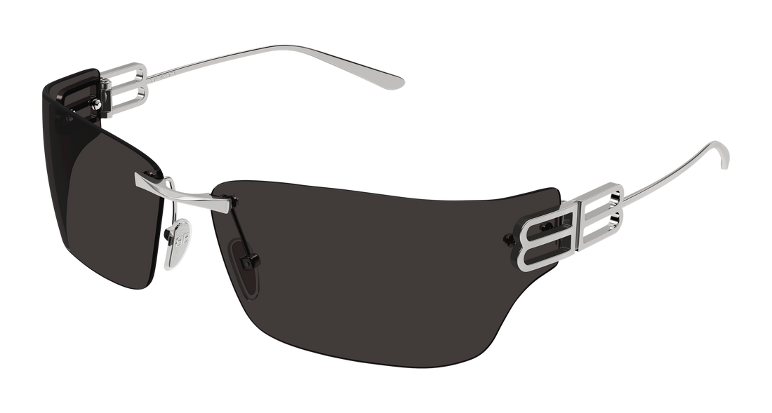 Óculos de sol balenciaga bb0485sa 001 plateado rectangular / squared unisex tamanho 76mm - Vista principal