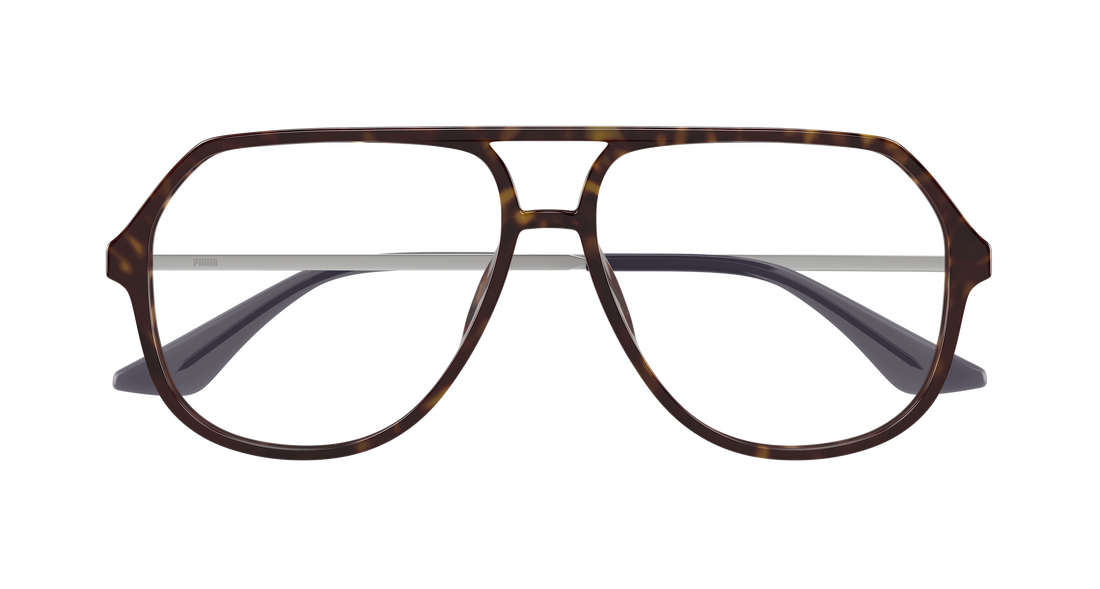 Óculos graduados puma pu0460o 002 havana pilot/navigator masculino tamanho 58mm - Vista de detalhe