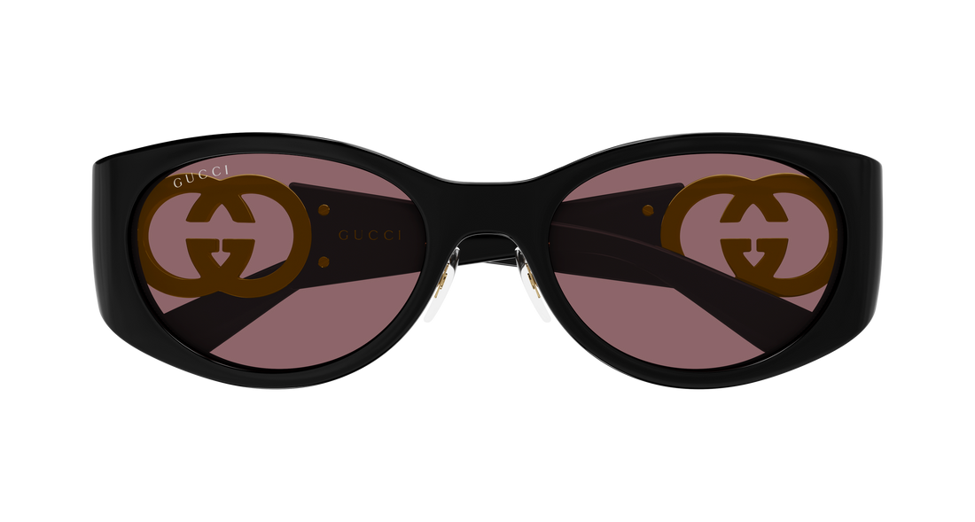 Óculos de sol gucci gg2123sa 002 negro round/oval/panthos femenino tamanho 55mm - Vista de detalhe