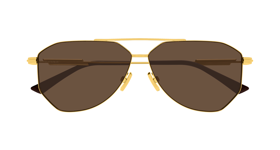 Lunettes de soleil bottega veneta bv1508s 002 dorado pilot/navigator unisex taille 60mm - Vue détaillée