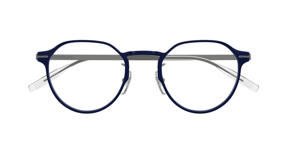 Occhiali da vista montblanc mb0469ol 003 azul round/oval/panthos masculino taglia 50mm - Vista dettagliata