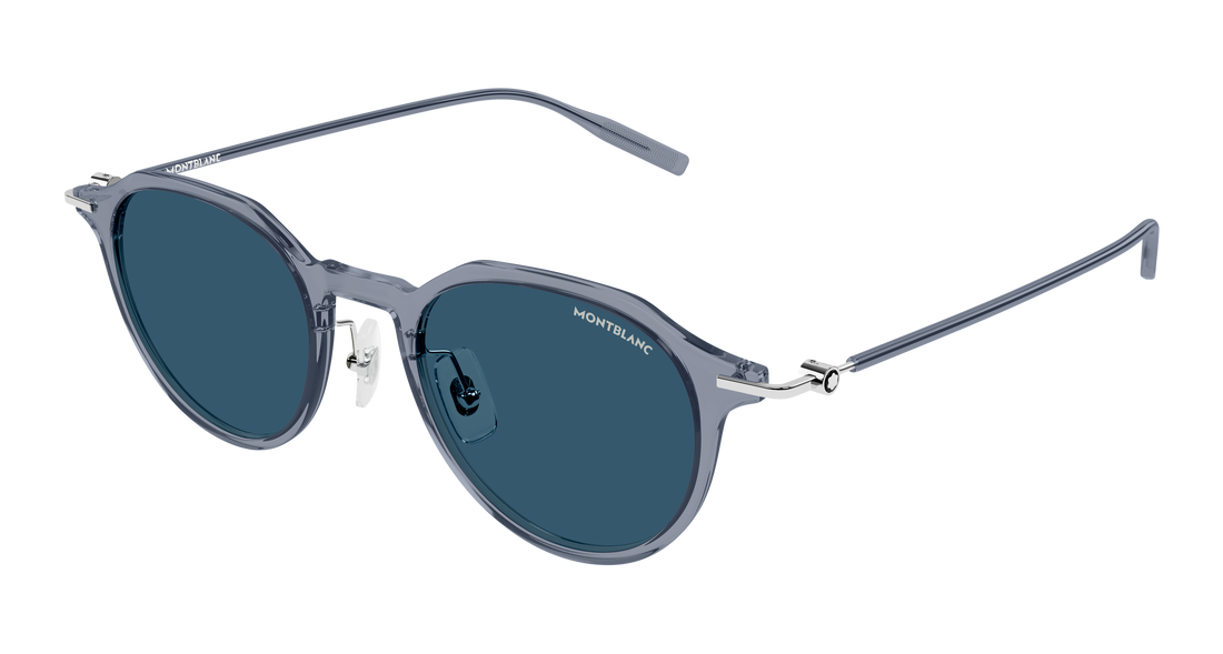 Lunettes de soleil montblanc mb0355s 011 gris round/oval/panthos masculino taille 49mm - Vue principale